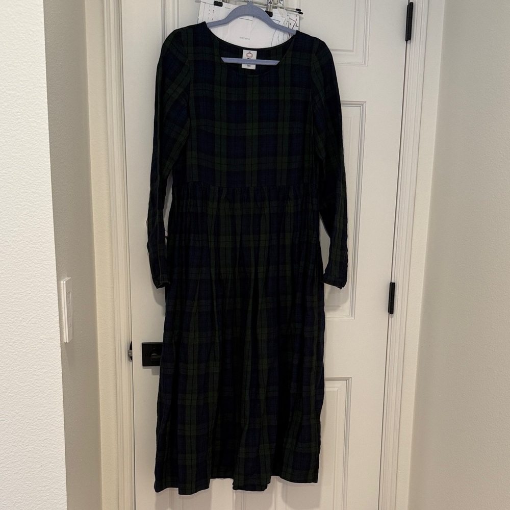 Son de Flor blue tartan smock dress, size XXS